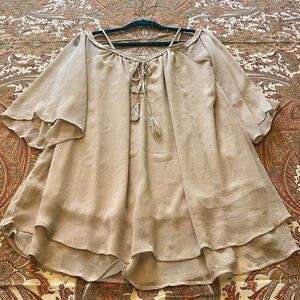 Purple Snow flowy mid-length flounce-sleeve